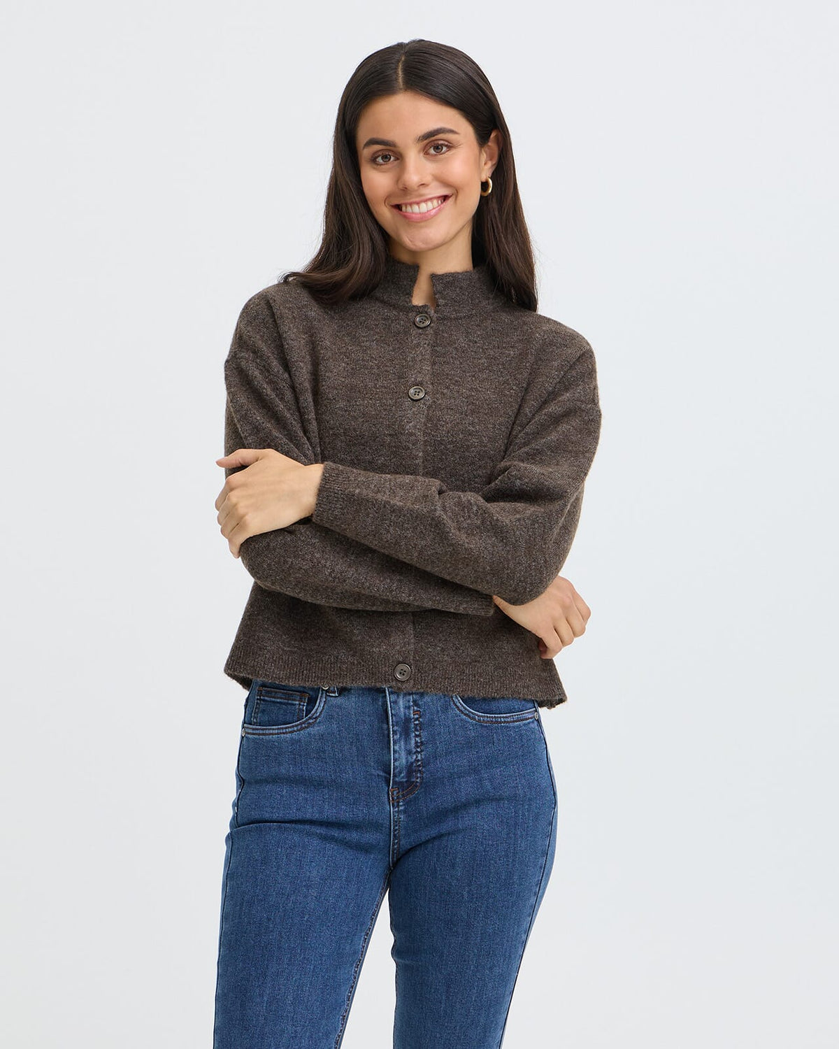 Fransa Cardigan Sanny Ullmiks Car 10 - Hot Fudge Melange