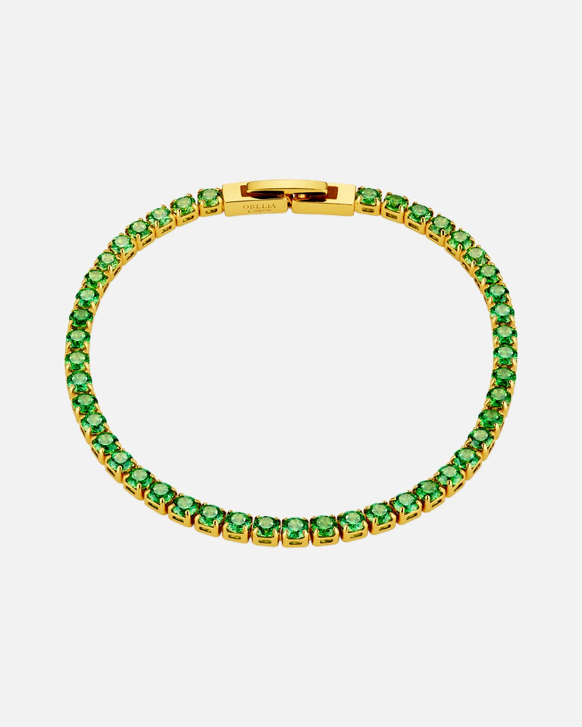 ORELIA Armbånd Tennis Green - Pale Gold