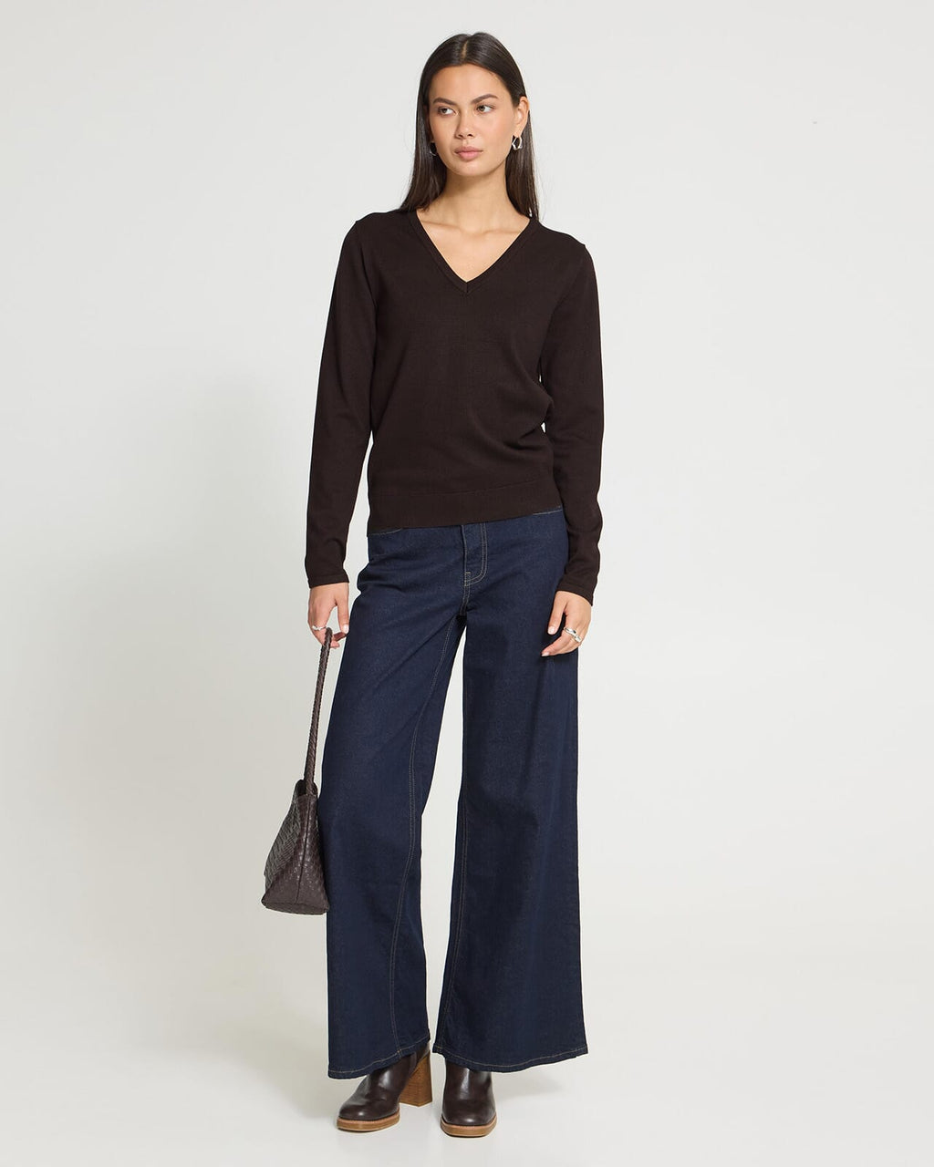 ICHI Genser Luls V-neck LS - Chocolate Torte