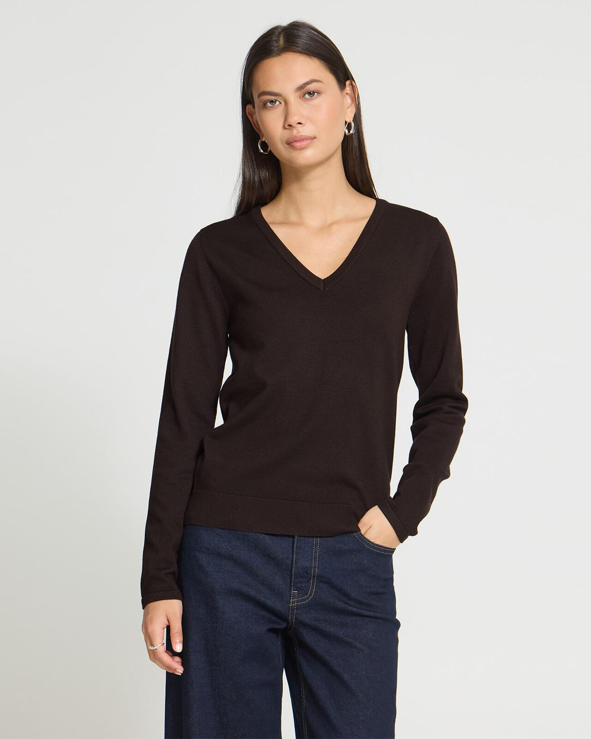 ICHI Genser Luls V-neck LS - Chocolate Torte