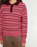 ICHI Strikkegenser Sage LS - Fruit Dove/ Zinfadel Stripe