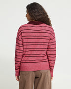 ICHI Strikkegenser Sage LS - Fruit Dove/ Zinfadel Stripe