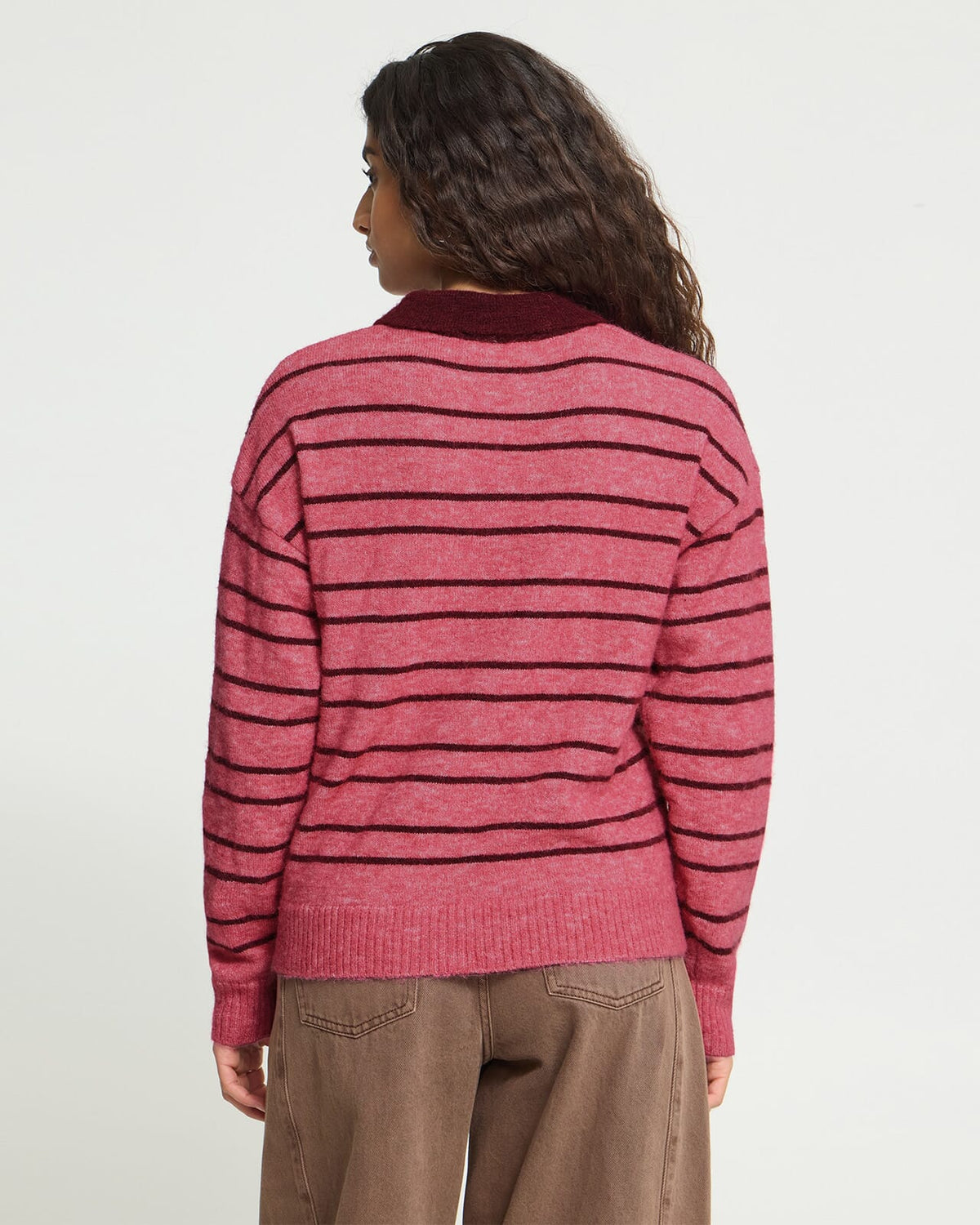 ICHI Strikkegenser Sage LS - Fruit Dove/ Zinfadel Stripe