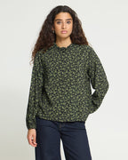ICHI Bluse Gilvis SH2 - Black/ Green Flower
