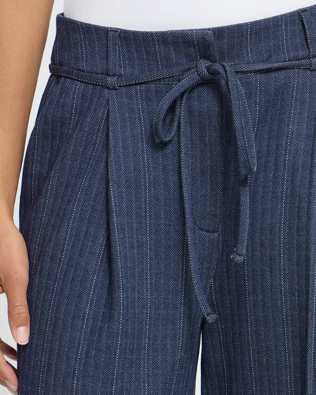 ICHI Bukse Kate Pinelle Wide - Dark Blue Jacquard Stripe