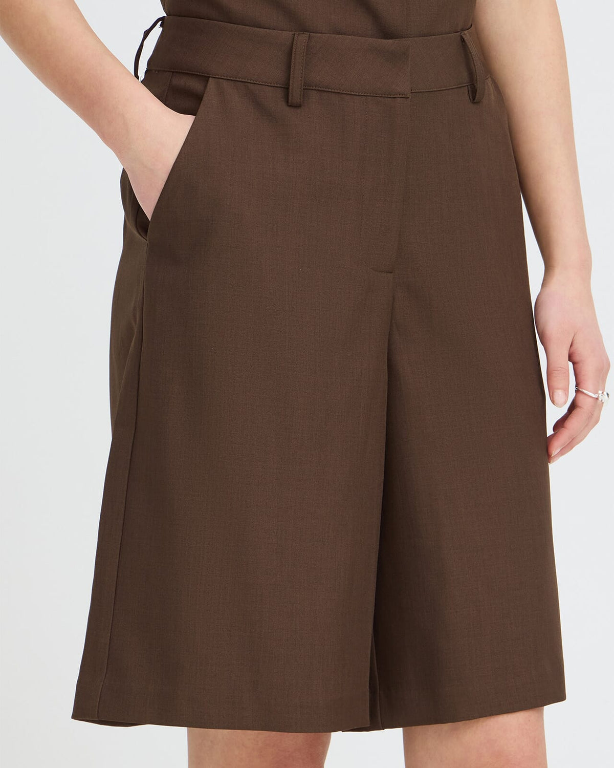 ICHI Shorts Fava Long - Slate Black Melange