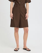 ICHI Shorts Fava Long - Slate Black Melange