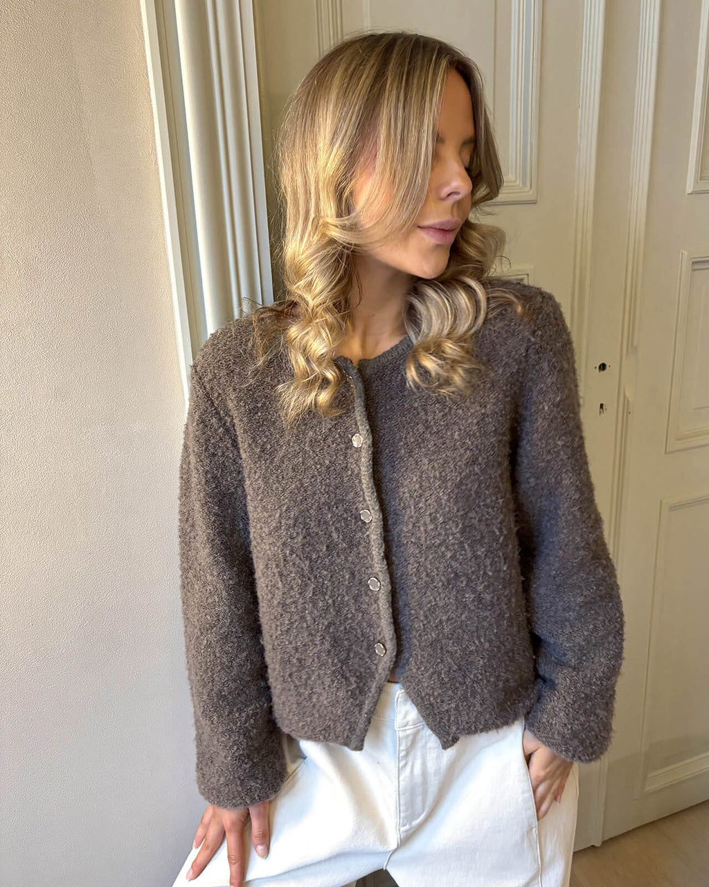 VILA Strikket Cardigan Pigga O-neck L/S - Falcon