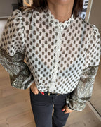 VILA Skjorte Lyrida L/S - Birch GREEN MULTI COLOR