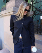 VERO MODA Blazer Alina LS Highneck - Navy Blazer/ White Pinstripe
