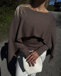 VERO MODA Genser Ofelia LS O-neck Cape - Chocolate Chip