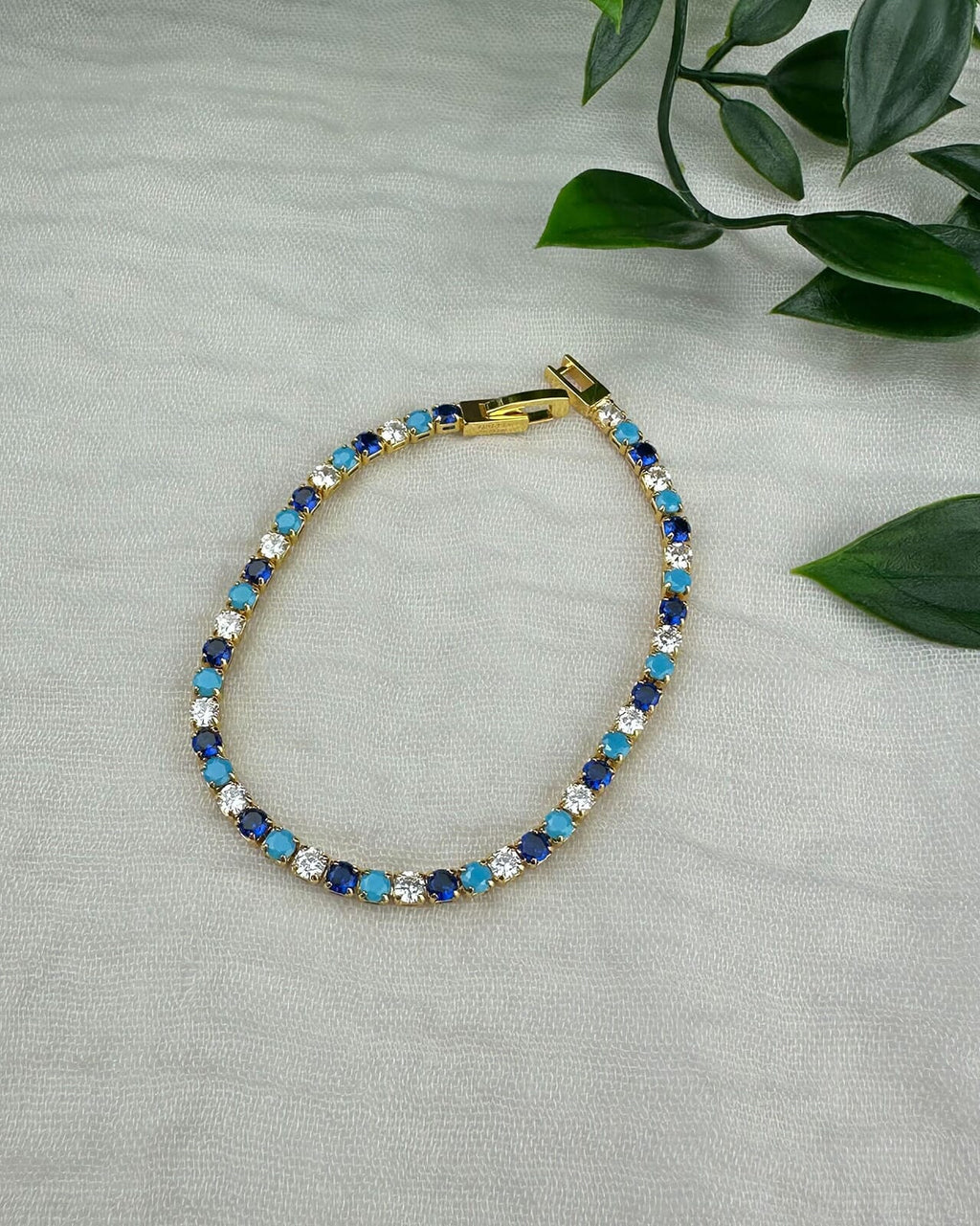 Orelia Armbånd Mixed Blue And Crystal - Gold