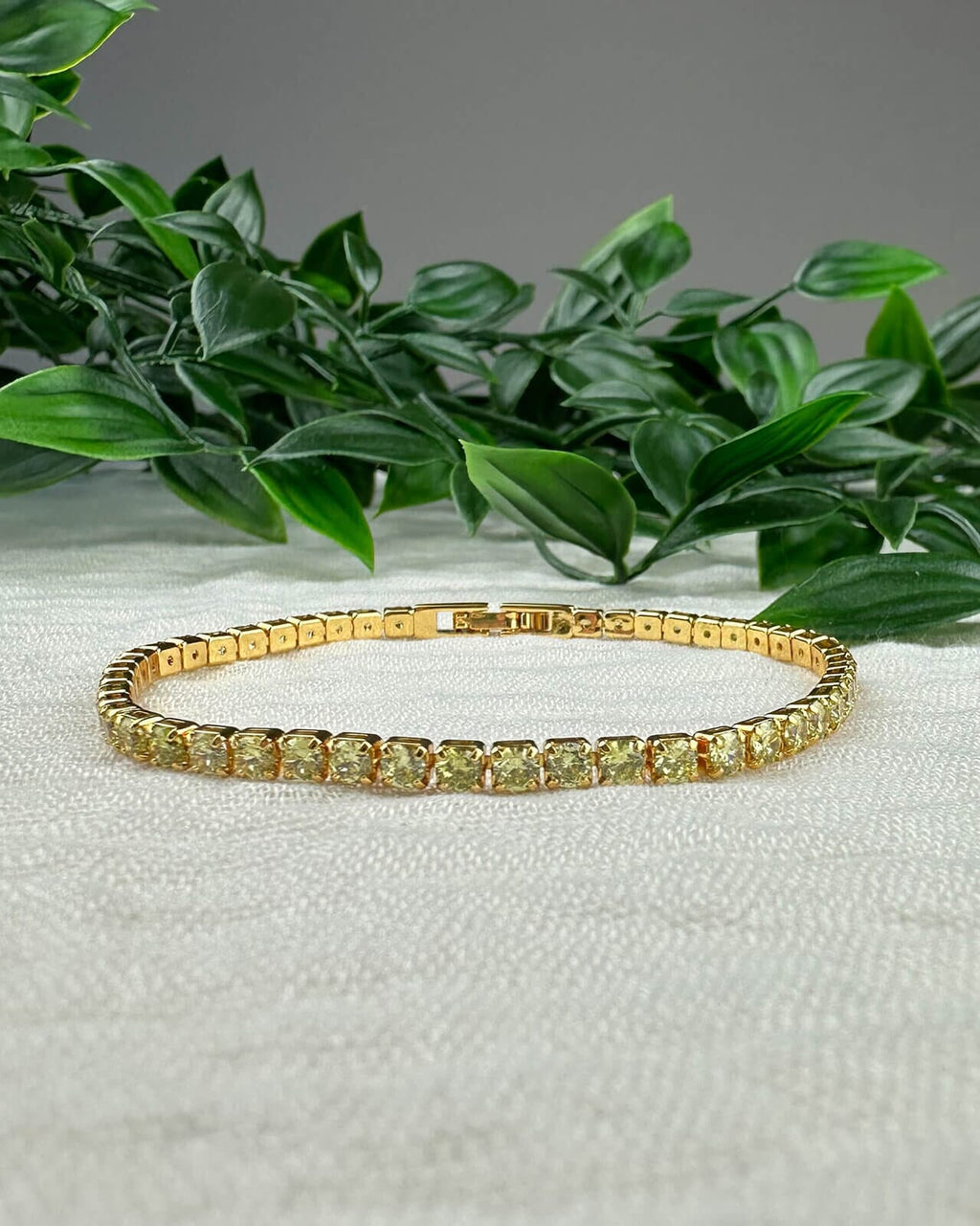 Orelia Armbånd Armbånd Tennis - Gold/ Apple Green