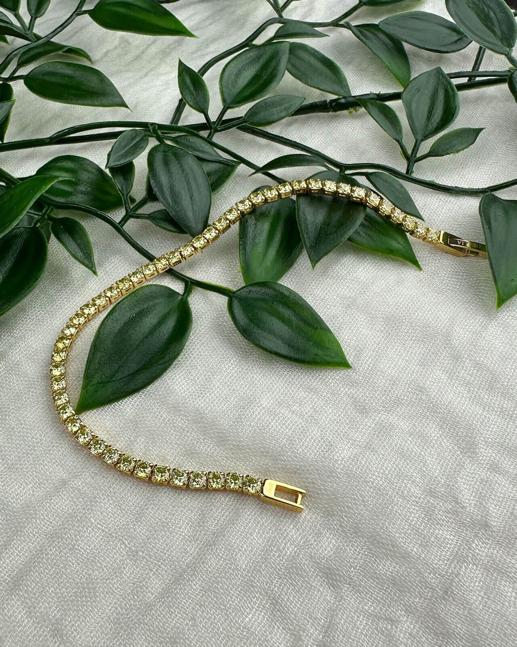 Orelia Armbånd Armbånd Tennis - Gold/ Apple Green