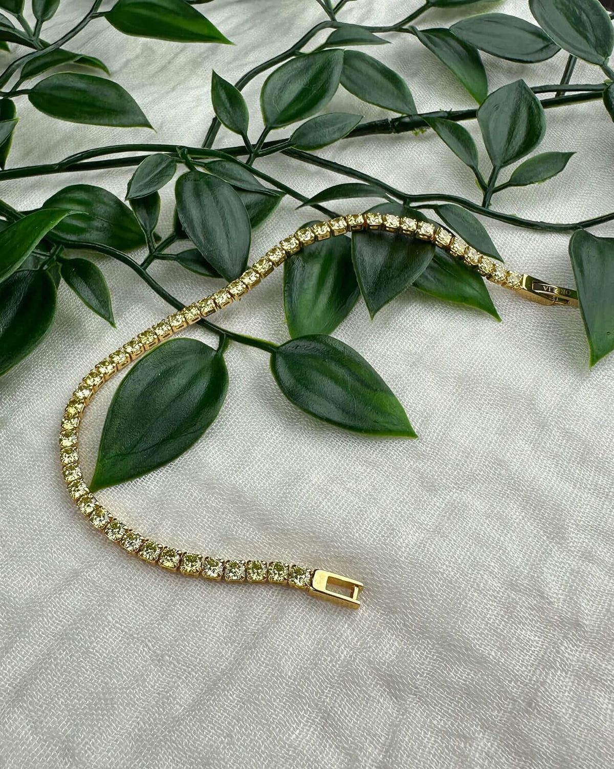 Orelia Armbånd Armbånd Tennis - Gold/ Apple Green
