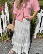 VERA MODA Strikket Cardigan Kara 2/4 O-neck Button Cardigan - Pink Dogwood/ Melange