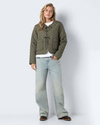 NOISY MAY Jakke Iris Quilted Bow Jacket - Kalamata