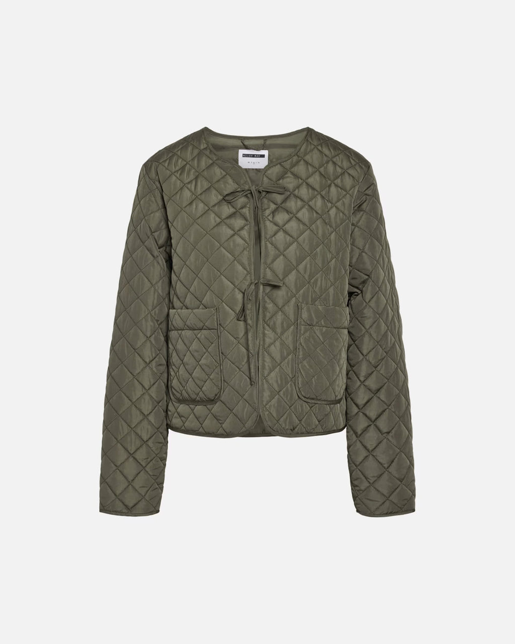 NOISY MAY Jakke Iris Quilted Bow Jacket - Kalamata
