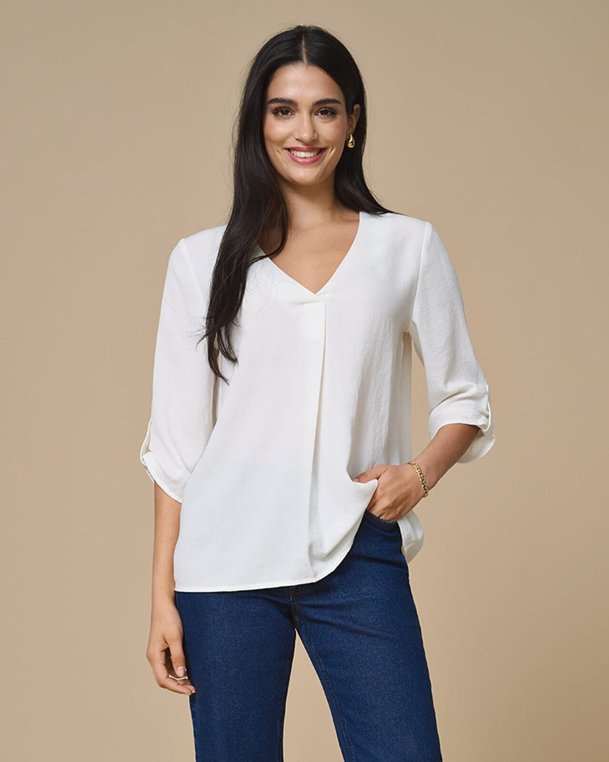 JDY Bluse Divya 3/4 - Cloud Dancer