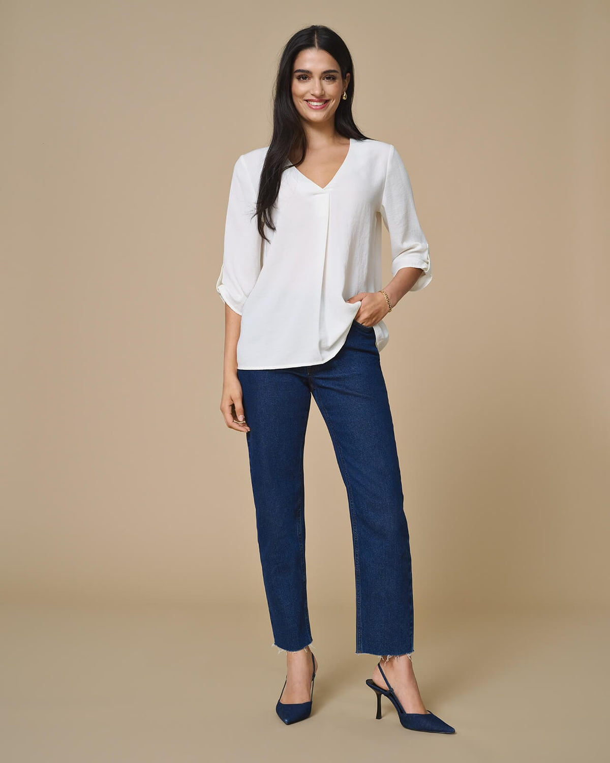 JDY Bluse Divya 3/4 - Cloud Dancer