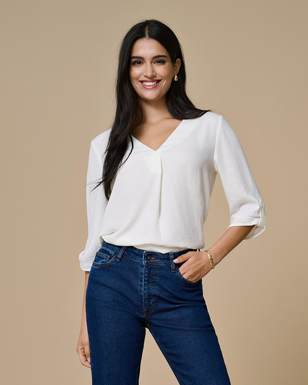 JDY Bluse Divya 3/4 - Cloud Dancer