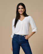 JDY Bluse Divya 3/4 - Cloud Dancer
