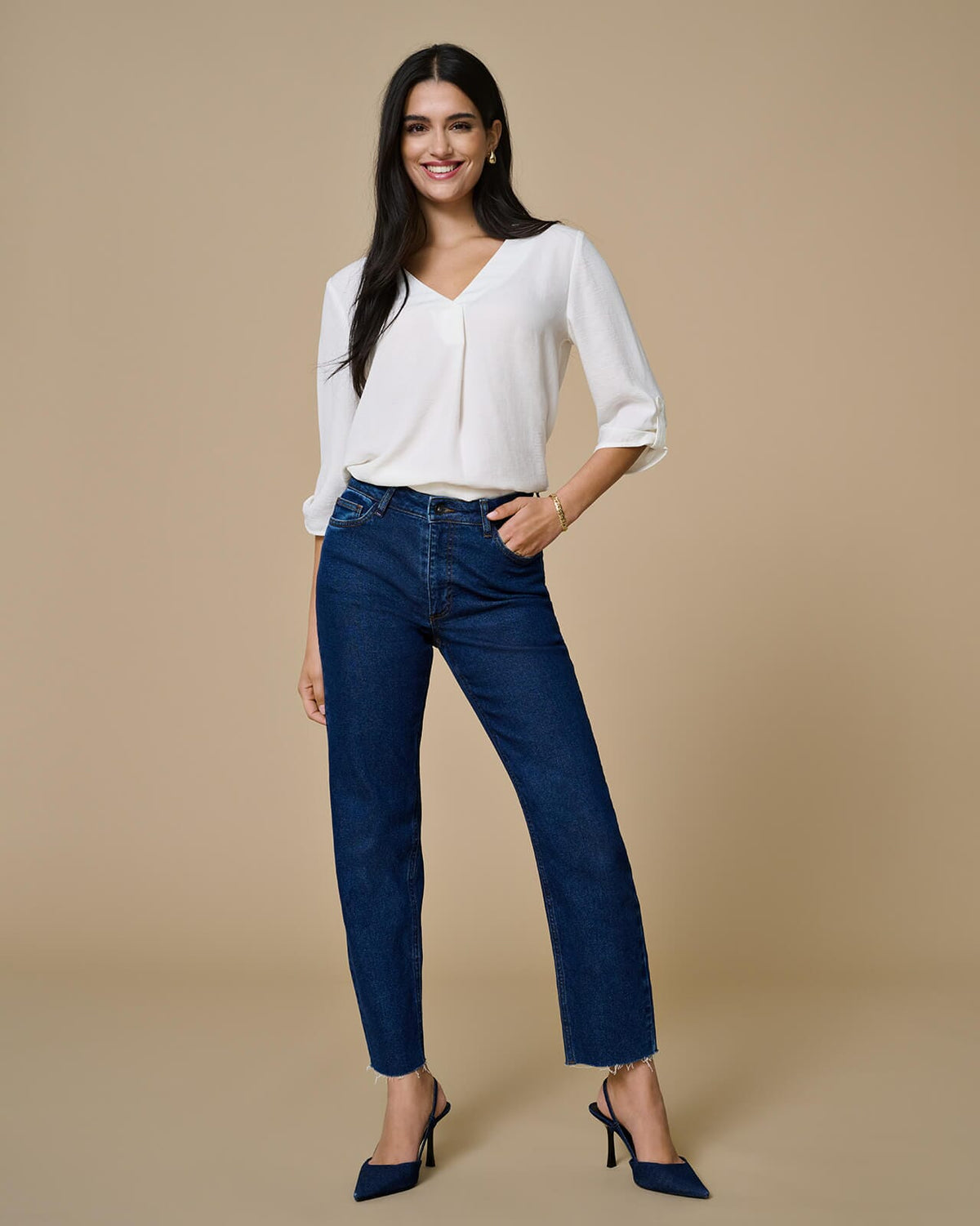 JDY Bluse Divya 3/4 - Cloud Dancer