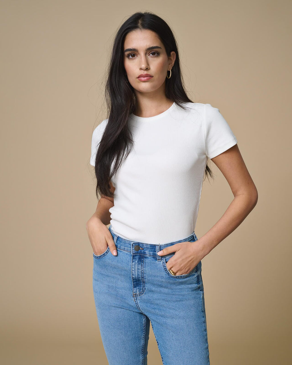 JDY Topp Solar S/S O-Neck - Cloud Dancer