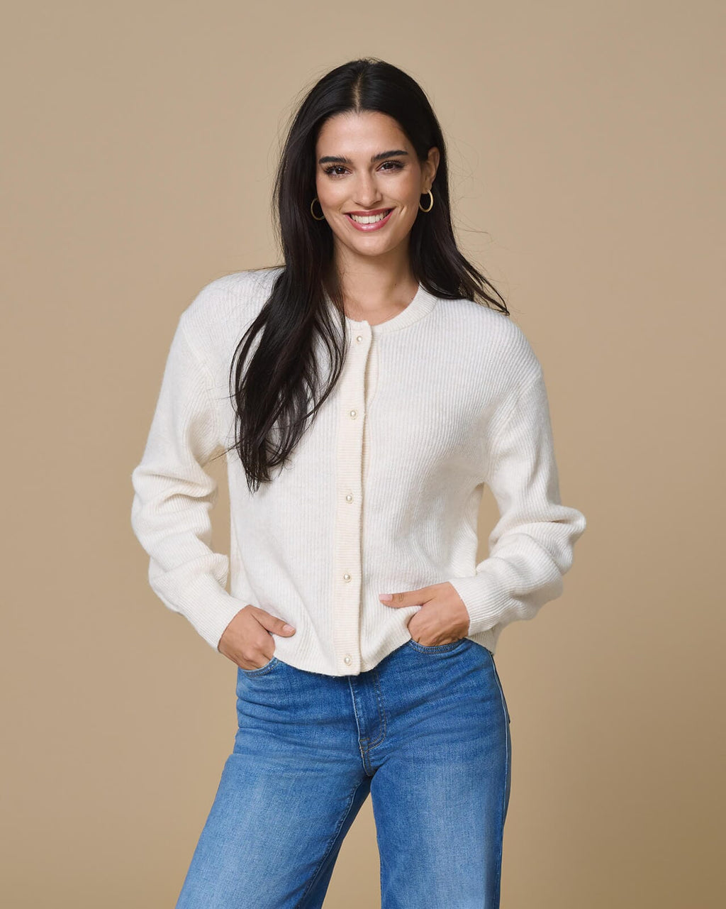 JDY Cardigan Lumi Life L/S Button - Birch/ Melange