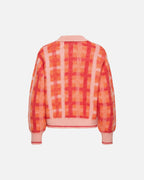 JDY Cardigan Promise Life L/S Collar - Peach Bud/ Nasturtium/ High Risk Red Check