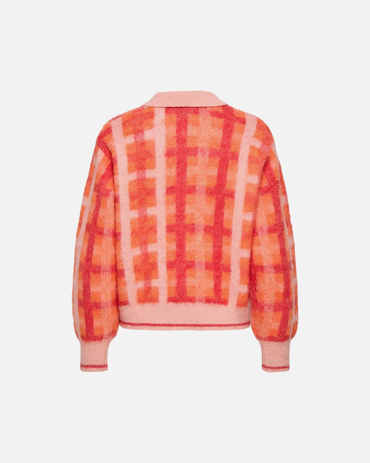 JDY Cardigan Promise Life L/S Collar - Peach Bud/ Nasturtium/ High Risk Red Check