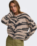 JDY Strikkegenser Cecilie L/S On Animal - Egret w. Black Tiger Stripes