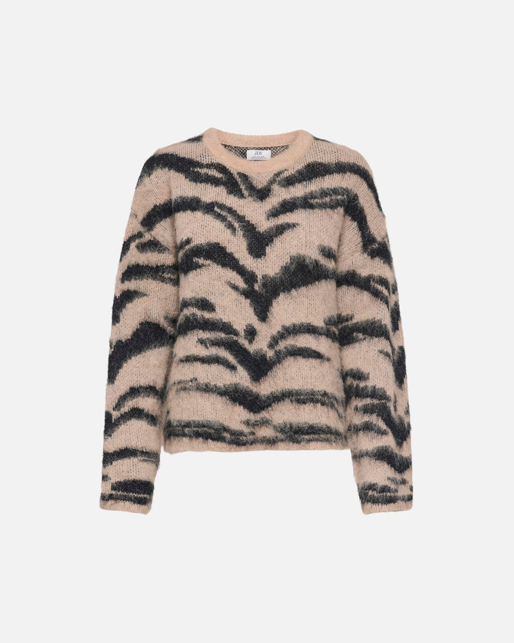 JDY Strikkegenser Cecilie L/S On Animal - Egret w. Black Tiger Stripes