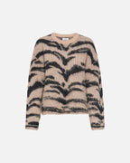 JDY Strikkegenser Cecilie L/S On Animal - Egret w. Black Tiger Stripes