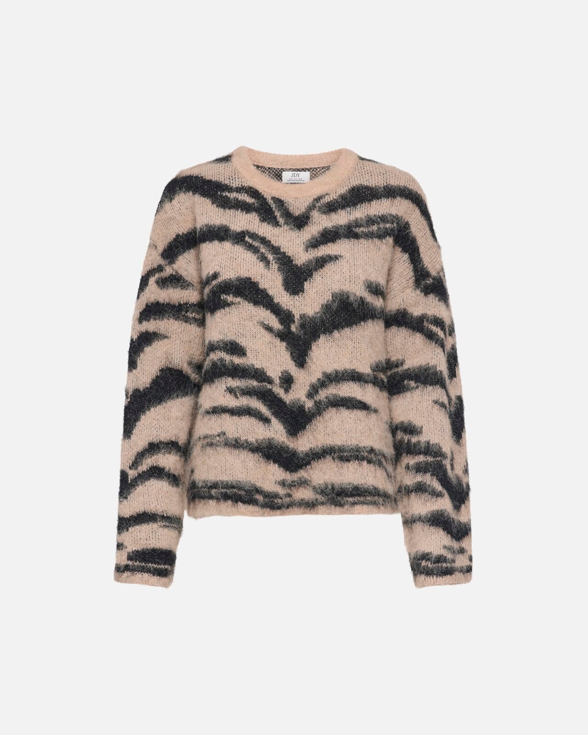 JDY Strikkegenser Cecilie L/S On Animal - Egret w. Black Tiger Stripes