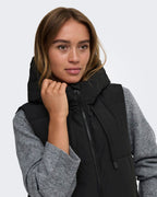 JDY Boblevest Blair Long Hood Waistcoat - Black/ Contrast Black