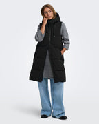 JDY Boblevest Blair Long Hood Waistcoat - Black/ Contrast Black