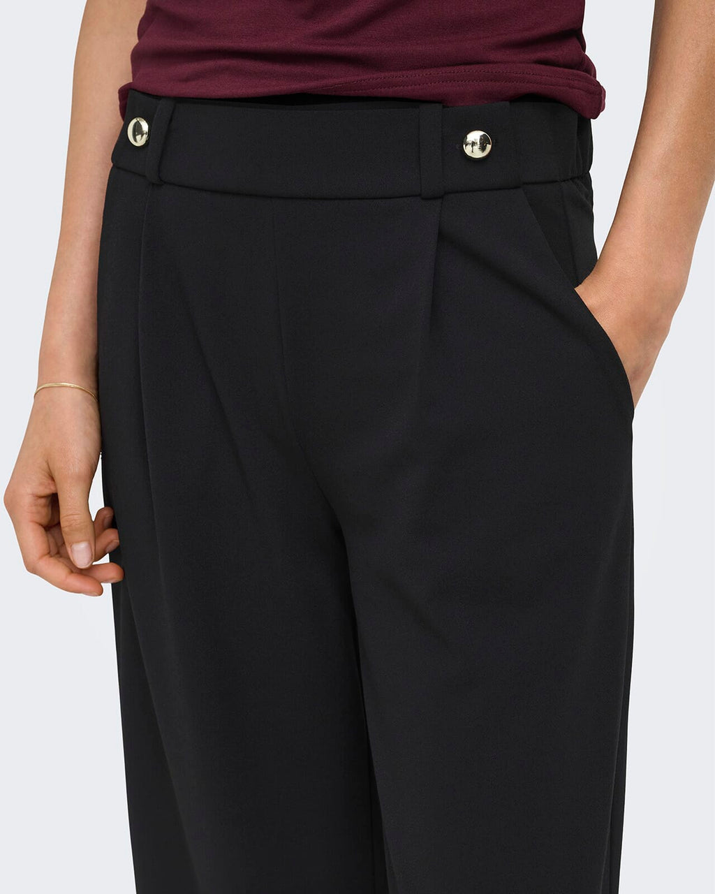 JDY Bukse Geggo New Long - Black/ Gold buttons