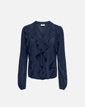 JDY Topp Uso L/S Frill - Black Iris