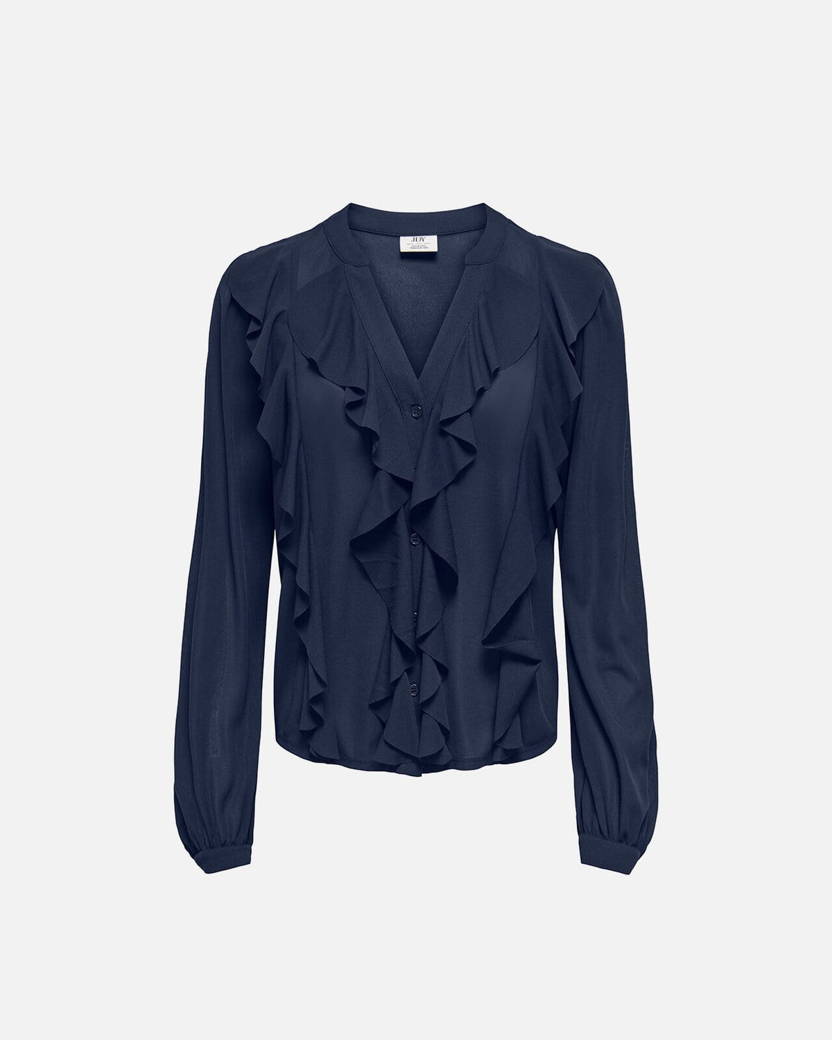 JDY Topp Uso L/S Frill - Black Iris