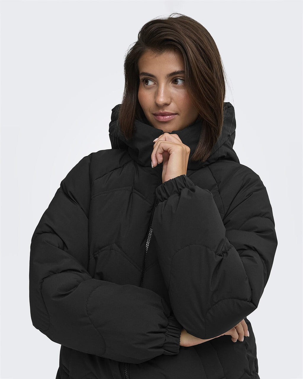 JDY Boblejakke Power Short Hood Puffer - Black