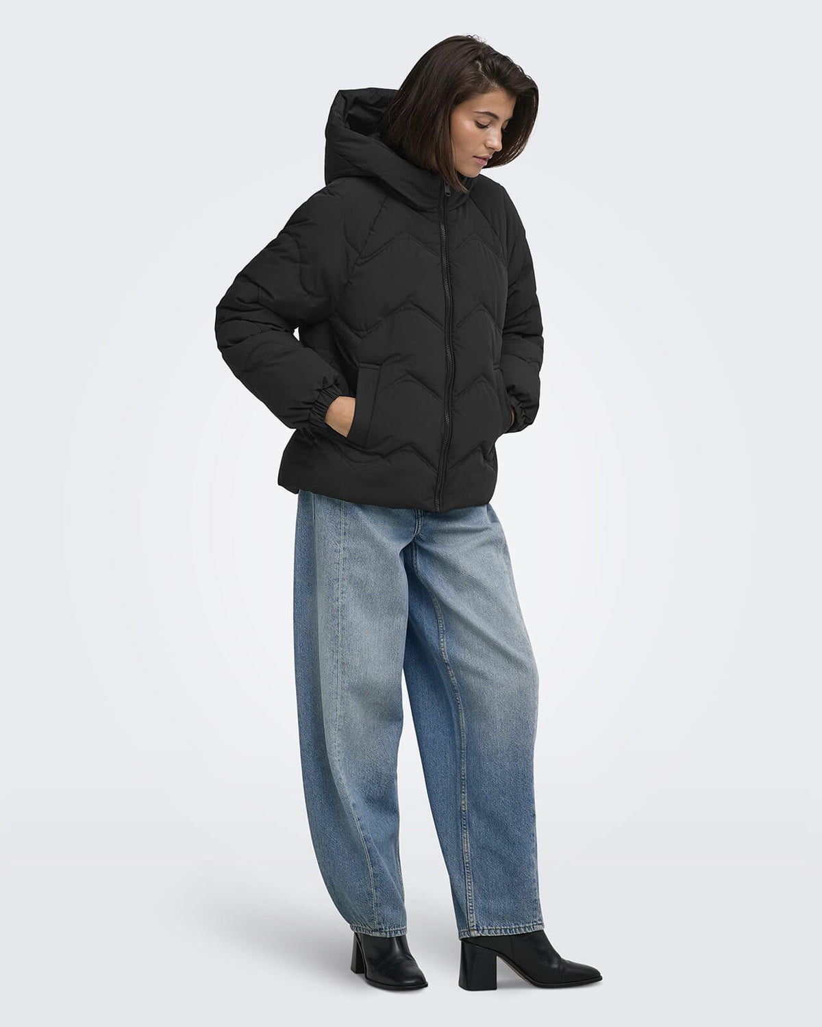 JDY Boblejakke Power Short Hood Puffer - Black