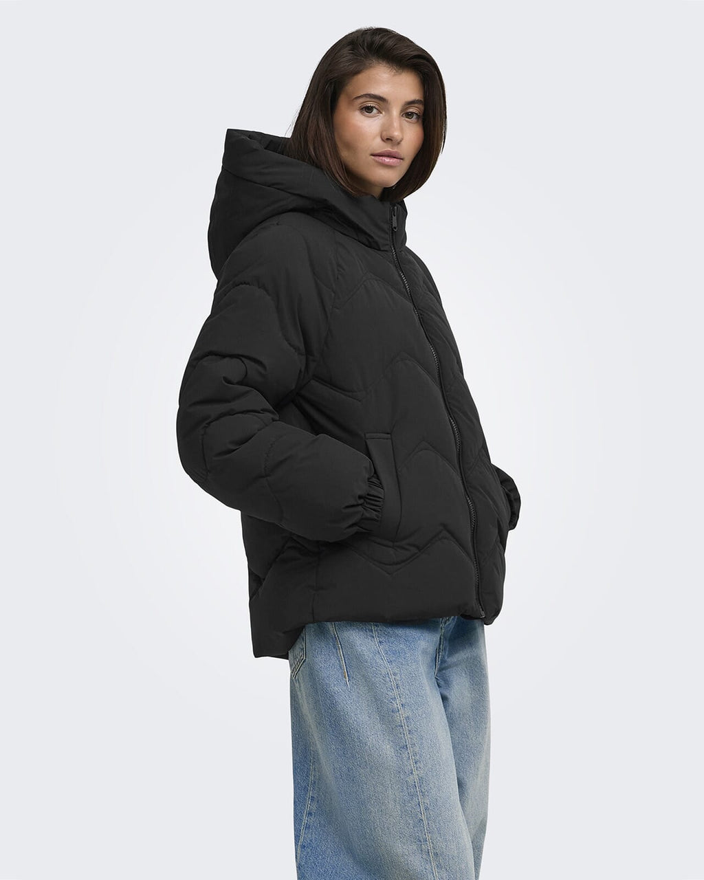 JDY Boblejakke Power Short Hood Puffer - Black