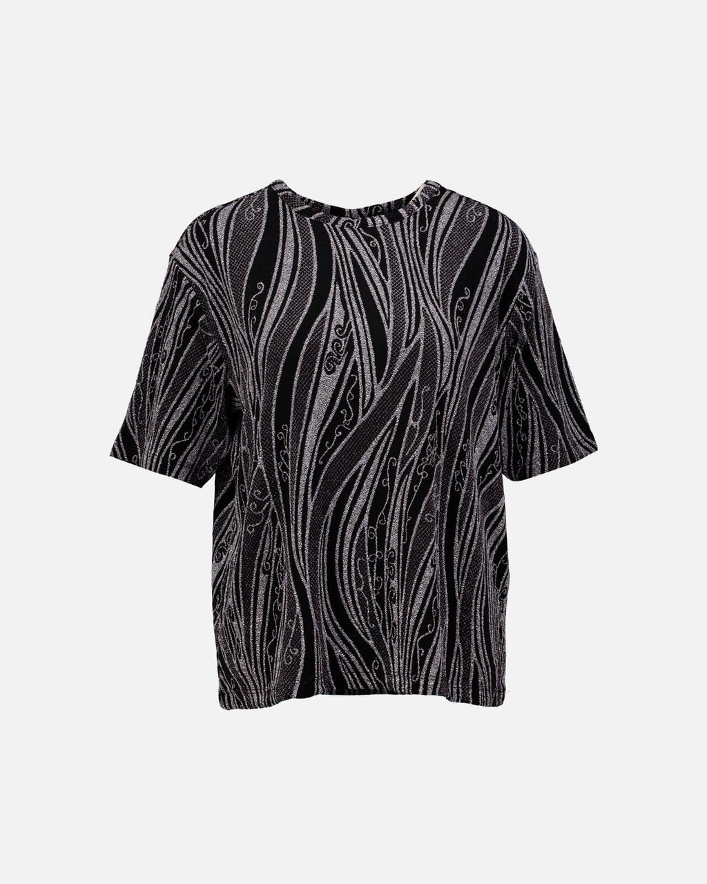JDY Topp Kiwi S/S O-neck - Black/Silver Glitter