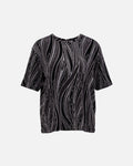 JDY Topp Kiwi S/S O-neck - Black/Silver Glitter