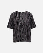 JDY Topp Kiwi S/S O-neck - Black/Silver Glitter