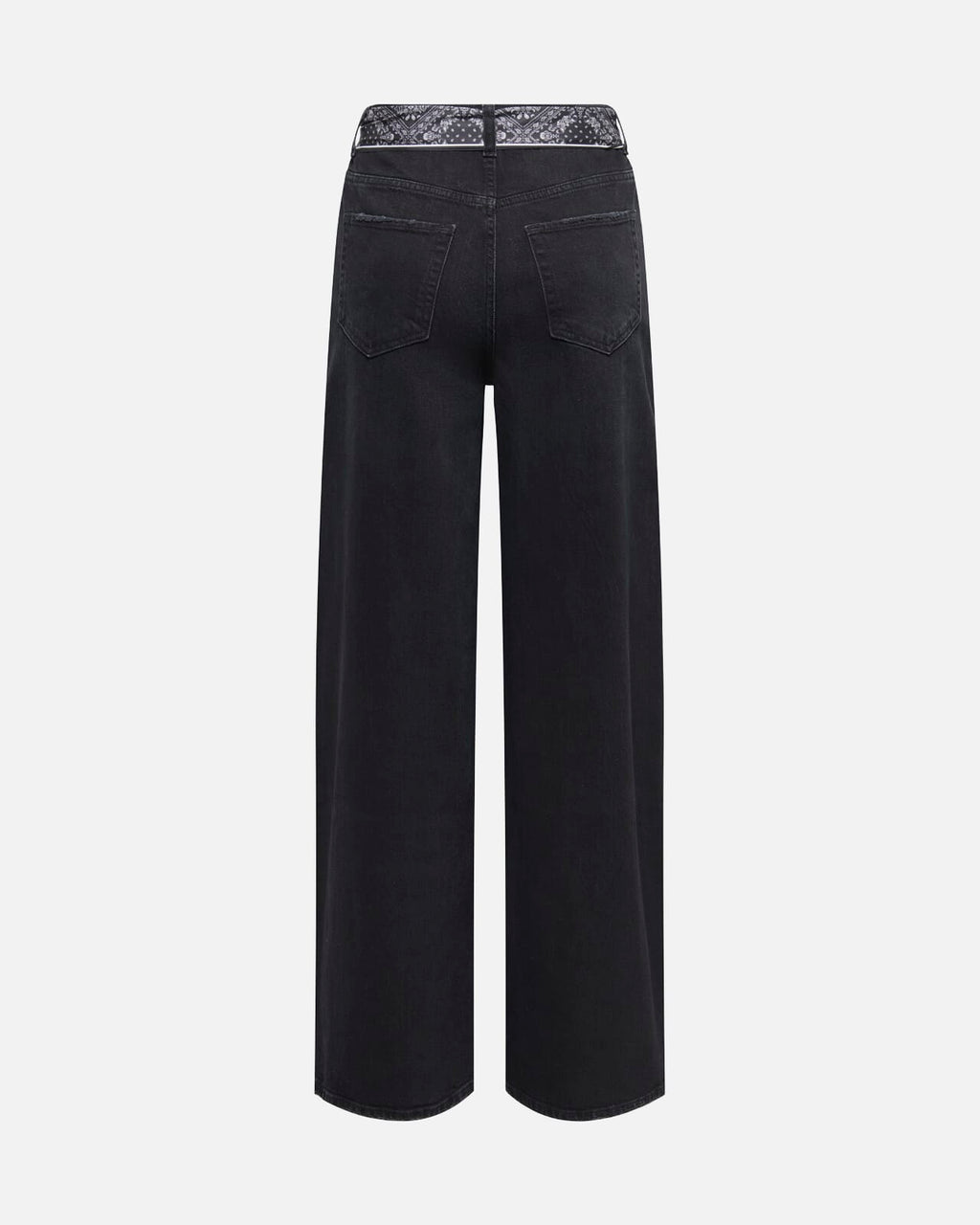JDY Jeans Vera HW X-mid Scarf - Black Denim/ Black/white Paisley Scarf
