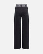JDY Jeans Vera HW X-mid Scarf - Black Denim/ Black/white Paisley Scarf
