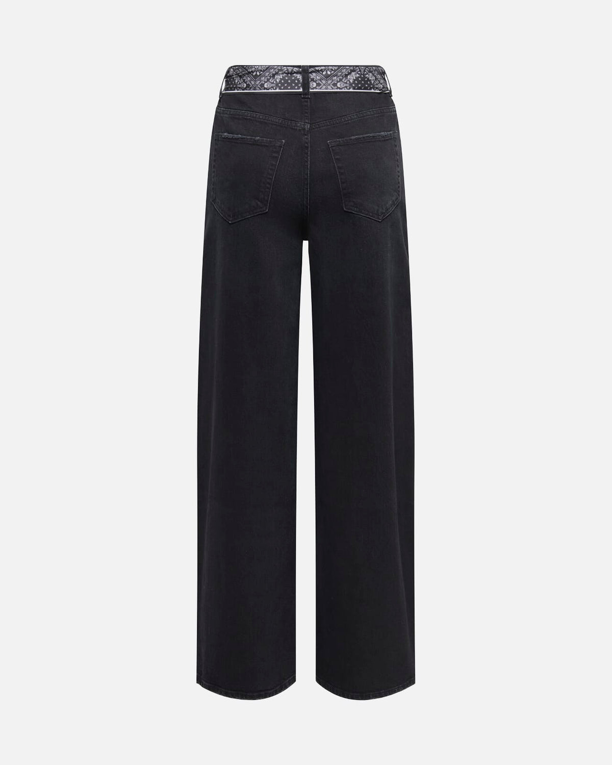 JDY Jeans Vera HW X-mid Scarf - Black Denim/ Black/white Paisley Scarf