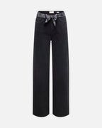 JDY Jeans Vera HW X-mid Scarf - Black Denim/ Black/white Paisley Scarf